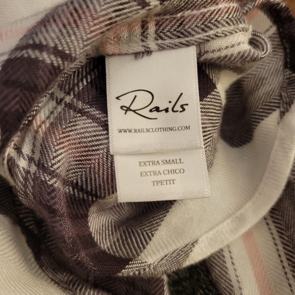 Rails Hunter White Grey Peach Button Up Xs - image 8